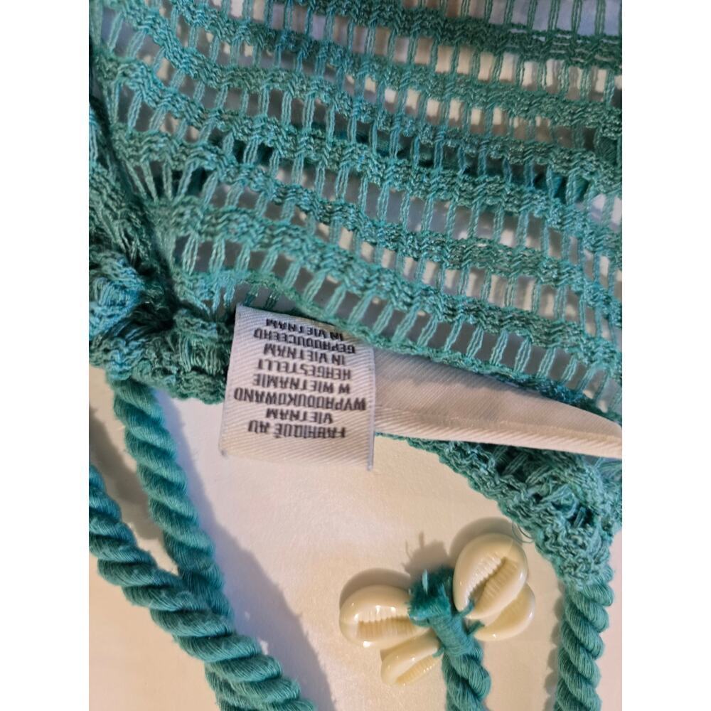 Haute Hippie women's Blue Crochet Maxi Dress Beach Boho Rope Straps Pockets - Picture 8 of 10